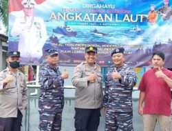 Peringatan HUT ke 77 TNI AL, Kapolsek Tempilang Berikan kejutan di Mako Pos AL Tempilang