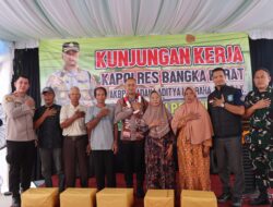 Polsek Jebus Sambut Kedatangan Kapolres Bangka Barat Dalam Kunker Dan Salurkan Bantuan Sosial Kepada Warga 
